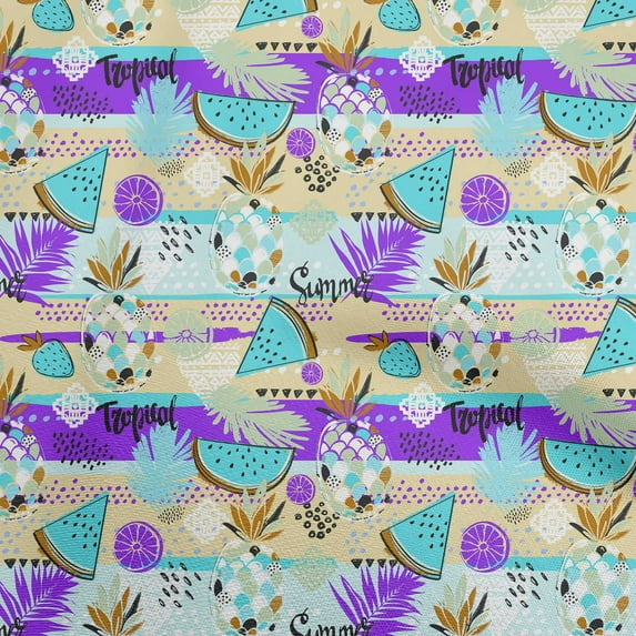 oneOone Cotton Jersey Beige Fabric Tropical Dress Material Fabric Print Fabric By The Yard 58 Inch Wide
