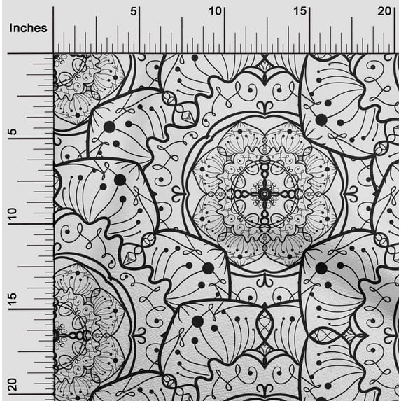 oneOone Cotton Jersey Black Fabric Artistic Mandala Sewing Material Print Fabric By The Yard 58 Inch Wide