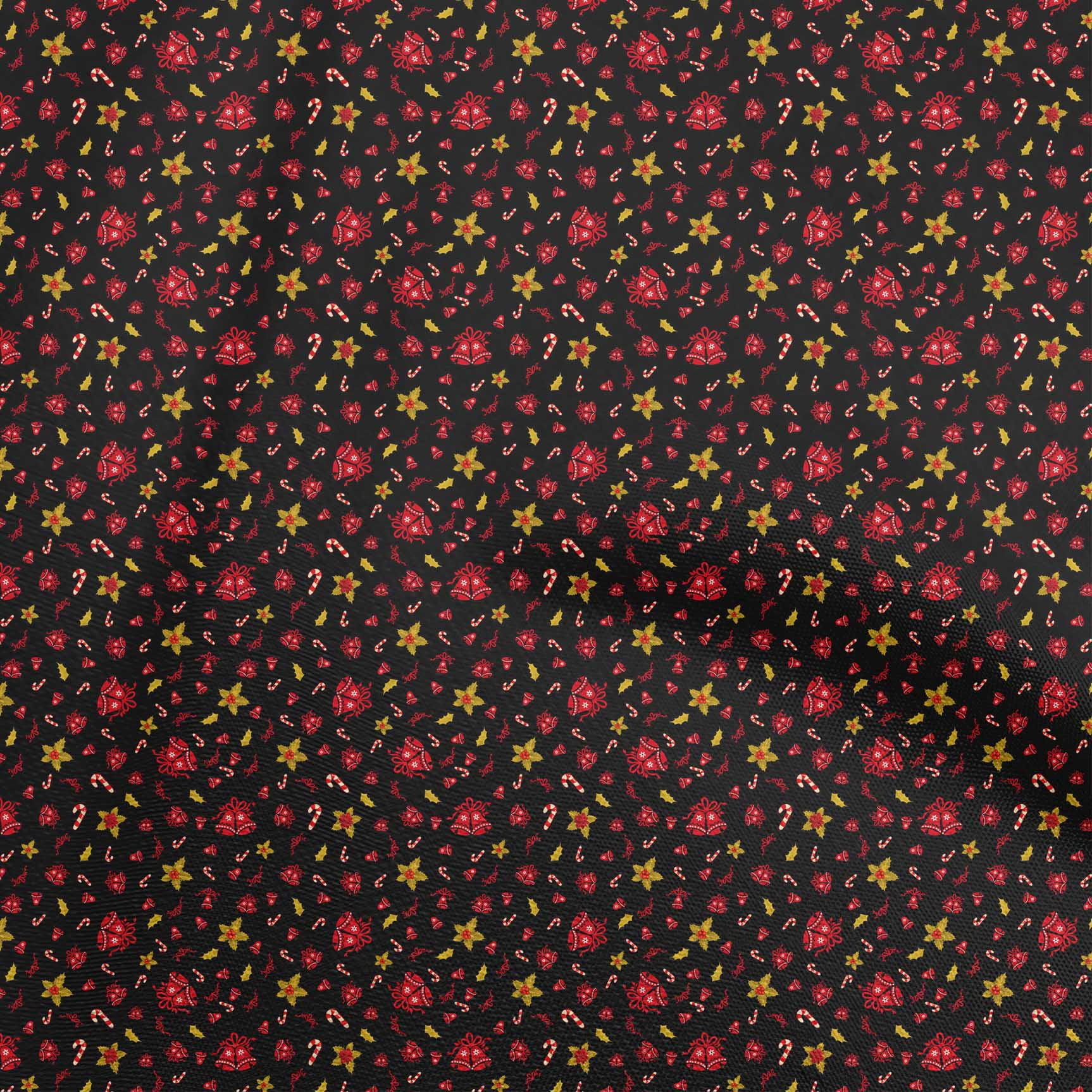 oneOone Cotton Jersey Black Fabric Christmas Diy Clothing Quilting Fabric Print Fabric By Yard 58 Inch Wide