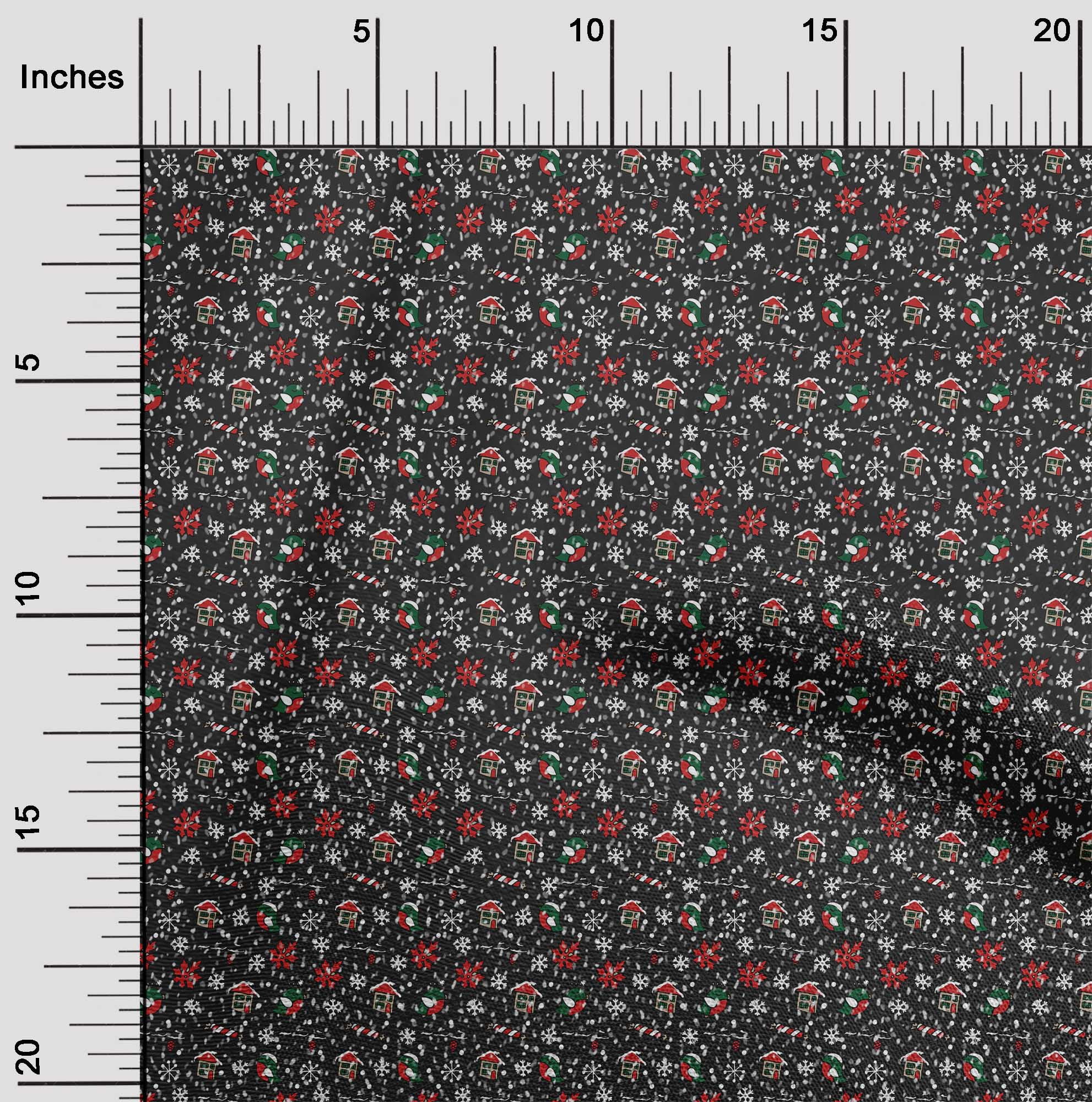 oneOone Cotton Jersey Black Fabric Christmas Dress Material Fabric Print Fabric By The Yard 58 -Inch Wide