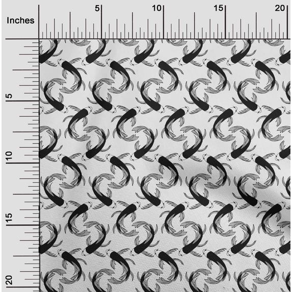 oneOone Cotton Jersey Black Fabric Koi Fish Ocean Dress Material Fabric Print Fabric By The Yard 58 Inch Wide