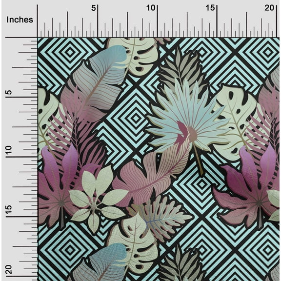 oneOone Cotton Jersey Black Fabric Leaves Dress Material Fabric Print Fabric By The Yard 58 Inch Wide