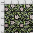 thumbnail image 1 of oneOone Cotton Jersey Black Fabric Leaves & Flower Floral Crafts Projects Decor Fabric Printed By The Yards 58 Inches Wide, 1 of 4