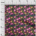 thumbnail image 1 of oneOone Cotton Jersey Black Fabric Leaves & Flower Floral Dress Material Fabric Print Fabric By The Yard 58 Inch Wide, 1 of 4