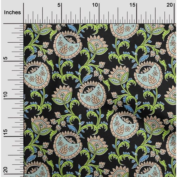 oneOone Cotton Jersey Black Fabric Leaves & Flower Florals Sewing Crafts Projects Fabric Printss By Yards 58 Inches Wide