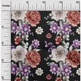 thumbnail image 1 of oneOone Cotton Jersey Black Fabric Leaves|Lotus & Rose Floral Dress Material Fabric Print Fabric By The Yard 58 Inch Wide, 1 of 4