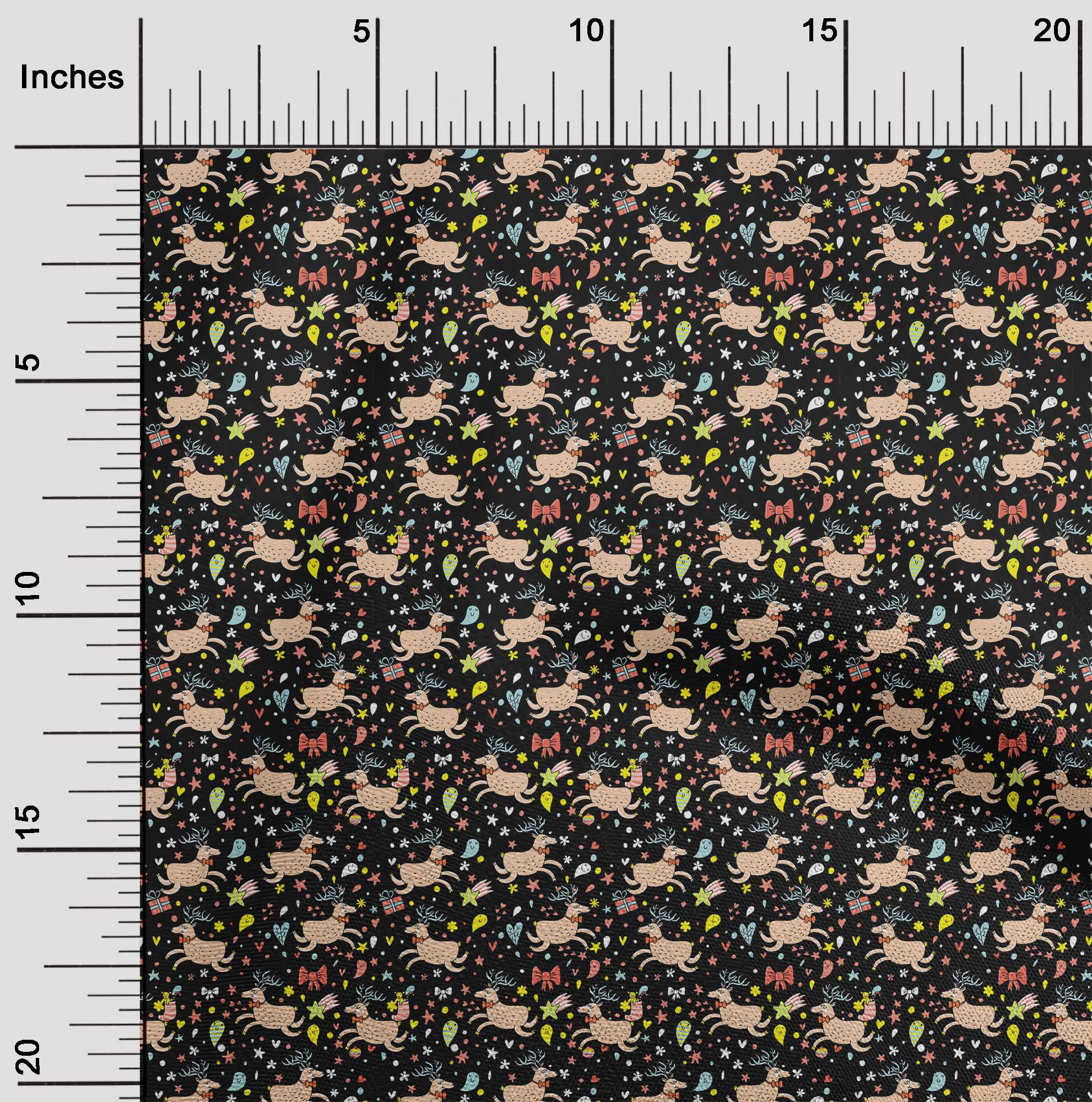 oneOone Cotton Jersey Black Fabric Merry Christmas Dress Material Fabric Print Fabric By The Yard 58 Inch Wide