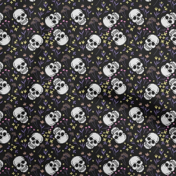 oneOone Cotton Jersey Black Fabric Skull Fabric For Sewing Printed Craft Fabric By The Yard 58 Inch Wide-aA