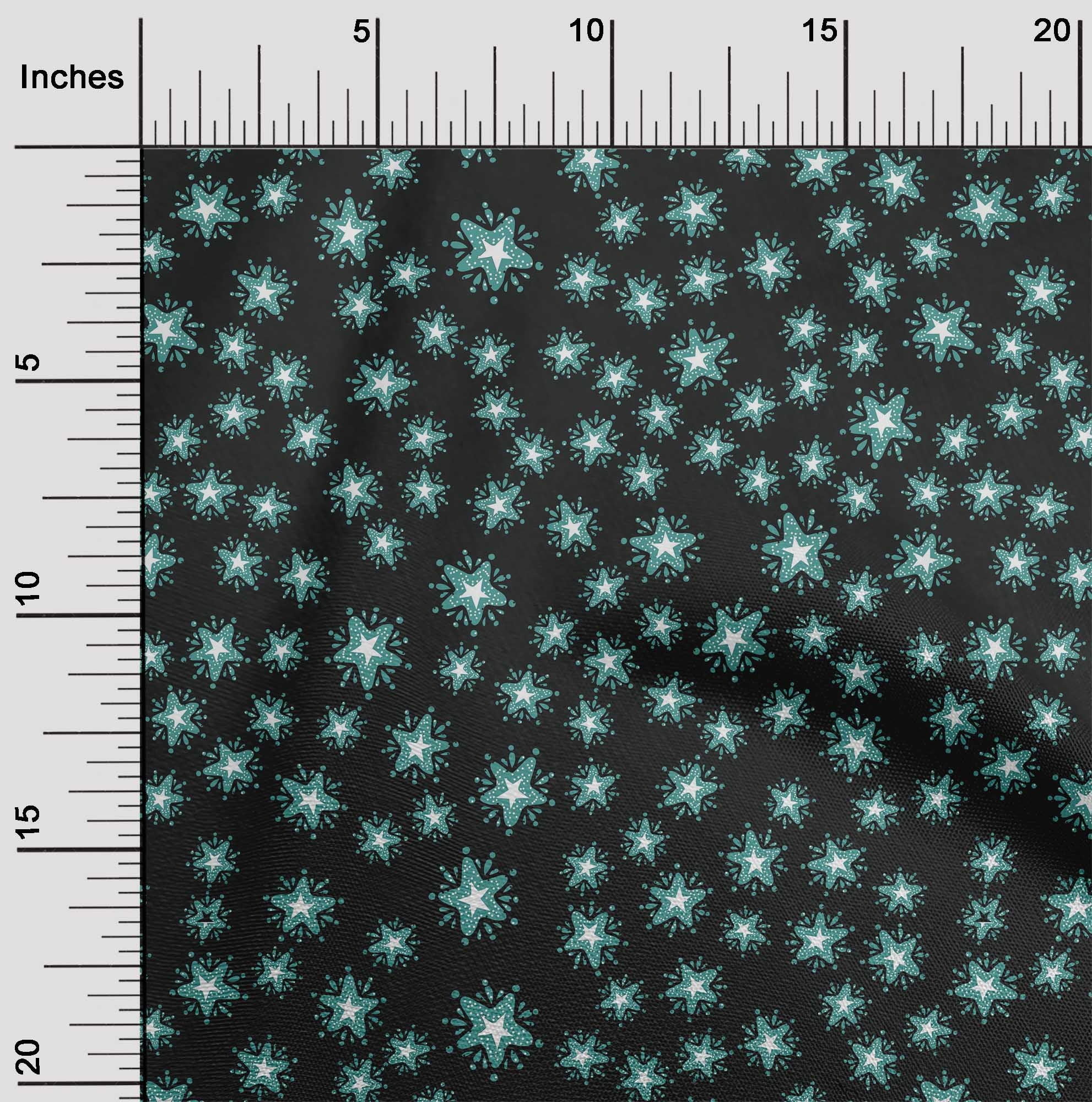 oneOone Cotton Jersey Black Fabric Star Christmas Sewing Material Print Fabric By The Yard 58 Inch Wide