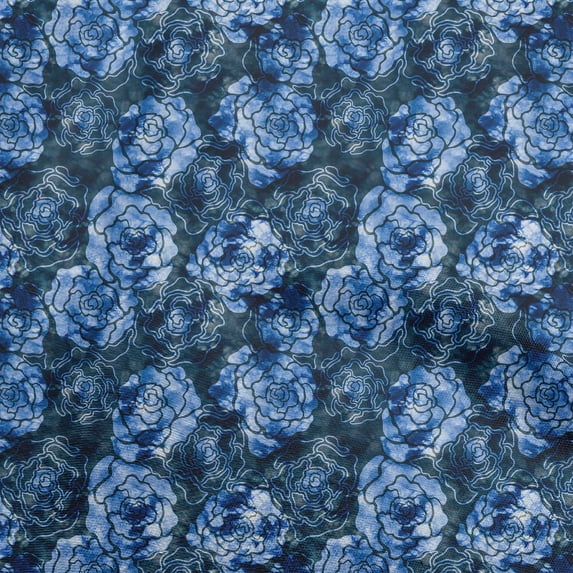 oneOone Cotton Jersey Blue Fabric Asian Batik Floral Sewing Fabric By The Yard Printed Diy Clothing Sewing Supplies 58 Inch Wide