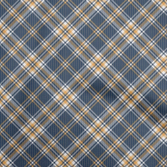 oneOone Cotton Jersey Blue Fabric Checks Dress Material Fabric Print Fabric By The Yard 58 Inch Wide