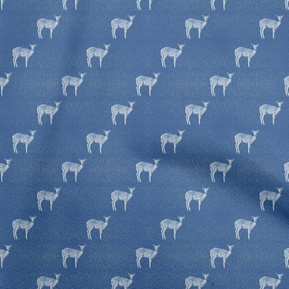 oneOone Cotton Jersey Blue Fabric Deer Fabric For Sewing Printed Craft Fabric By The Yard 58 Inch Wide