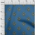 thumbnail image 1 of oneOone Cotton Jersey Blue Fabric Leaves & Flower Floral Sewing Material Print Fabric By The Yard 58 Inch Wide, 1 of 4