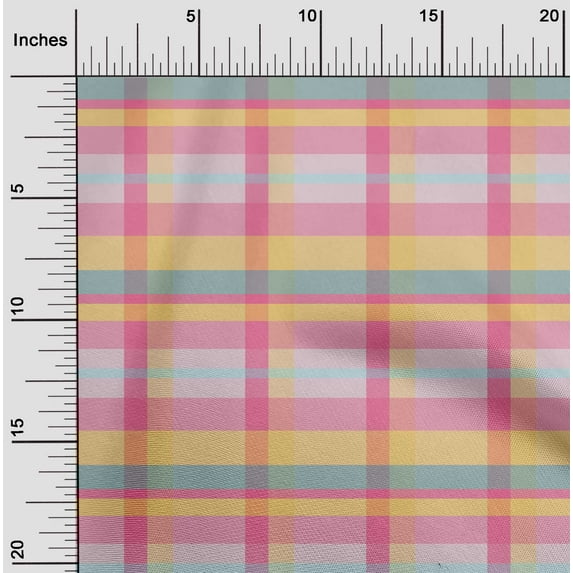 oneOone Cotton Jersey Blush Pink Fabric Madras Check Dress Material Fabric Print Fabric By The Yard 58 Inches Wide