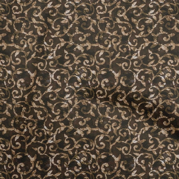 oneOone Cotton Jersey Brown Fabric Abstract Leaves Diy Clothing Quilting Fabric Print Fabric By Yard 58 Inch Wide