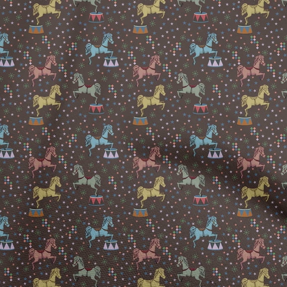 oneOone Cotton Jersey Brown Fabric Circus Craft Projects Decor Fabric Printed By The Yard 58 Inch Wide-aB