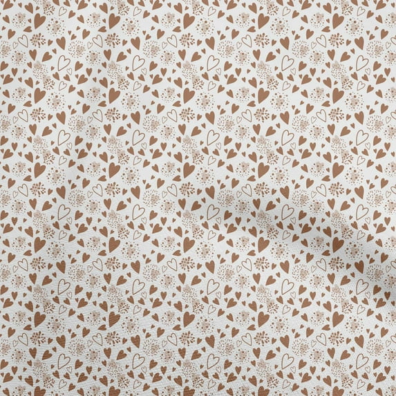 oneOone Cotton Jersey Brown Fabric Heart Craft Projects Decor Fabric Printed By The Yard 58 Inch Wide