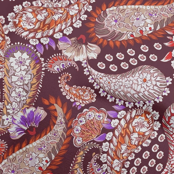oneOone Cotton Jersey Chocolate Brown Fabric Asian Paisley Quilting Supplies Print Sewing Fabric By The Yard 58 Inch Wide
