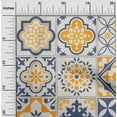 thumbnail image 1 of oneOone Cotton Jersey Dark Dusty Blue Fabric Floral & Tiles Moroccan Quilting Supplies Print Sewing Fabric By The Yard 58 Inch Wide, 1 of 4
