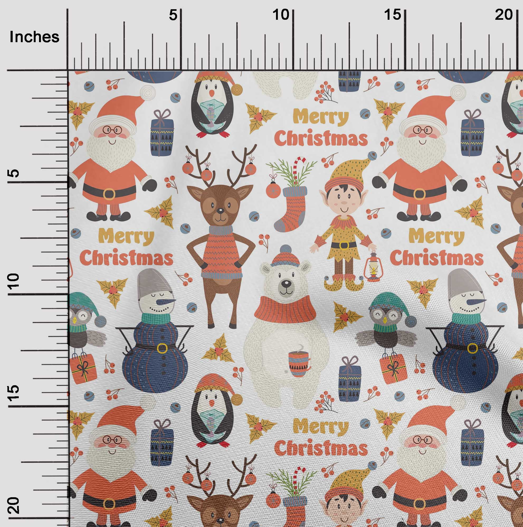 oneOone Cotton Jersey Dark Peach Fabric Snowman|Gift Box & Santa Christmas Dress Material Fabric Print Fabric By The Yard 58 Inch Wide