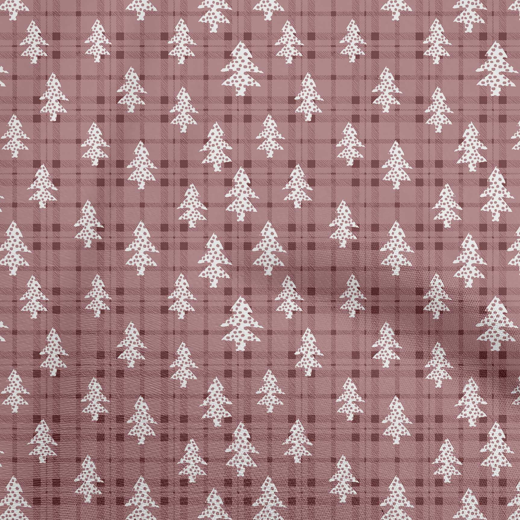 oneOone Cotton Jersey Dark Rose Brown Fabric Christmas Tree Diy Clothing Quilting Fabric Print Fabric By Yard 58 Inch Wide