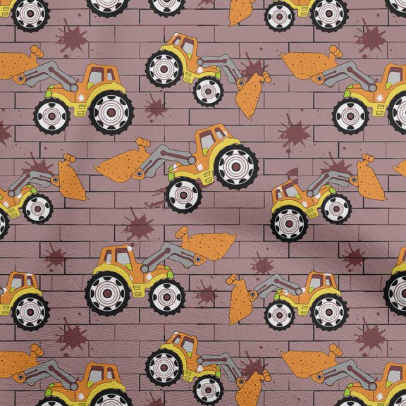 oneOone Cotton Jersey Dark Rose Brown Fabric Tractor Sewing Fabric By The Yard Printed Diy Clothing Sewing Supplies 58 Inch Wide