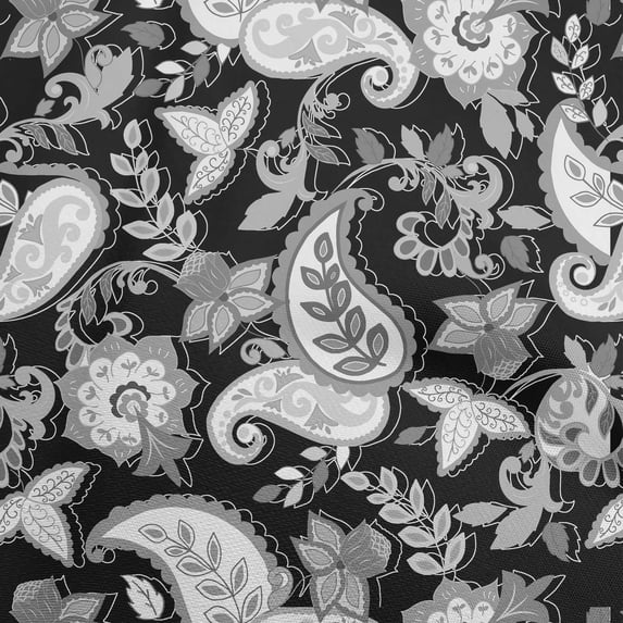 oneOone Cotton Jersey Gray Fabric Asian Paisley Floral Sewing Craft Projects Fabric Prints By Yard 58 Inch Wide