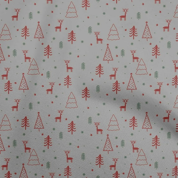 oneOone Cotton Jersey Gray Fabric Christmas Doodle Quilting Supplies Print Sewing Fabric By The Yard 58 Inch Wide