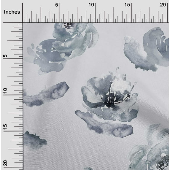 oneOone Cotton Jersey Gray Fabric Flower Watercolor Craft Projects Decor Fabric Printed By The Yard 58 Inch Wide