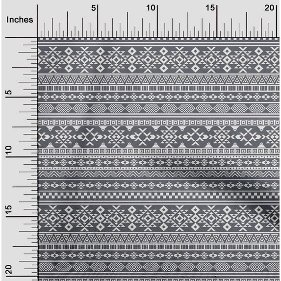 oneOone Cotton Jersey Gray Fabric Geometric Tribal Craft Projects Decor Fabric Printed By The Yard 58 Inch Wide