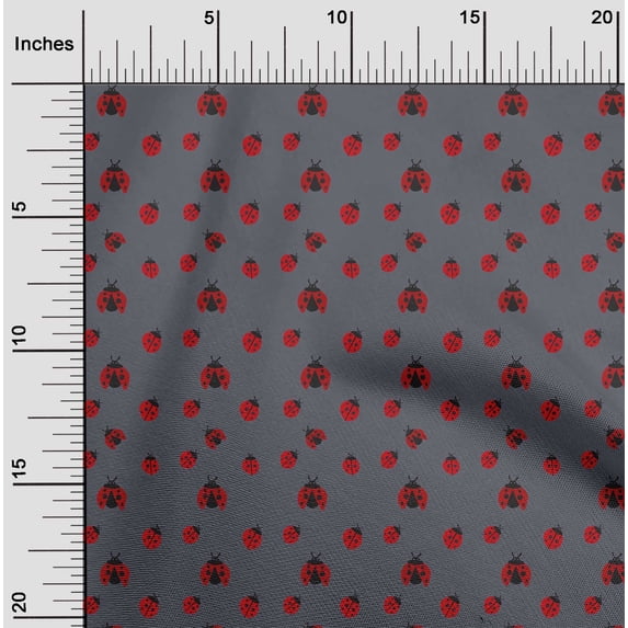 oneOone Cotton Jersey Gray Fabric Red Insect Sewing Craft Projects Fabric Prints By Yard 58 Inch Wide