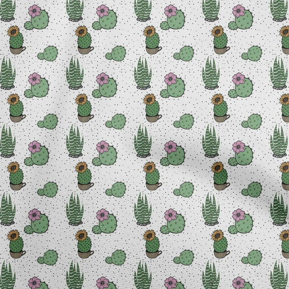 oneOone Cotton Jersey Green Fabric Cactus Dress Material Fabric Print Fabric By The Yard 58 Inch Wide