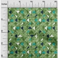 thumbnail image 1 of oneOone Cotton Jersey Green Fabric Texture & Triangle Geometric Sewing Fabric By The Yard Printed Diy Clothing Sewing Supplies 58 Inch Wide, 1 of 4