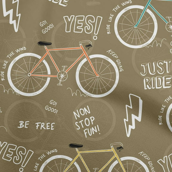 oneOone Cotton Jersey Light Brown Fabric Bicycle Quilting Supplies Print Sewing Fabric By The Yard 58 Inch Wide
