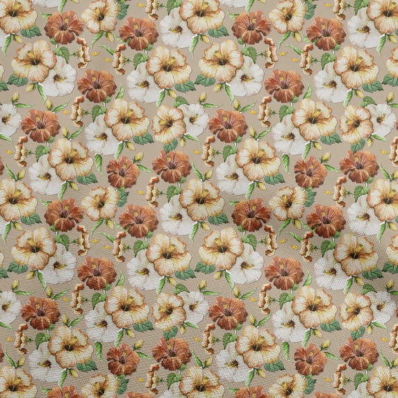 oneOone Cotton Jersey Light Brown Fabric Floral Sewing Material Print Fabric By The Yard 58 Inch Wide