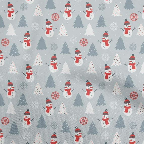 oneOone Cotton Jersey Light Gray Fabric Christmas Winter Theme Sewing Material Print Fabric By The Yard 58 Inch Wide