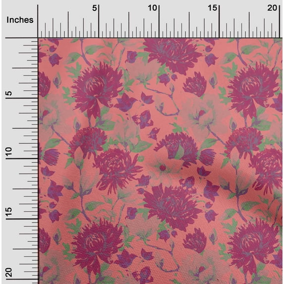 oneOone Cotton Jersey Light Green Fabric Leaves & Floral Artistic Sewing Material Print Fabric By The Yard 58 Inch Wide