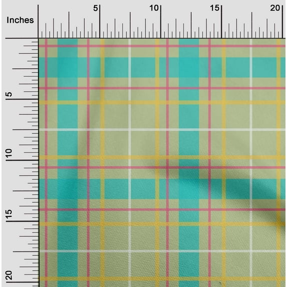 oneOone Cotton Jersey Light Green Fabric Madras Check Craft Projects Decor Fabric Printed By The Yard 58 Inch Wide
