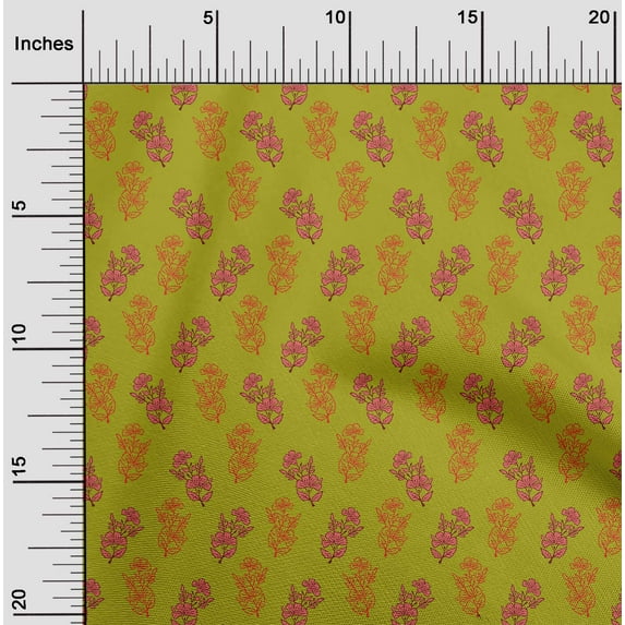oneOone Cotton Jersey Lime Green Fabric Floral Block Fabric For Sewing Printed Craft Fabric By The Yard 58 Inches Wide