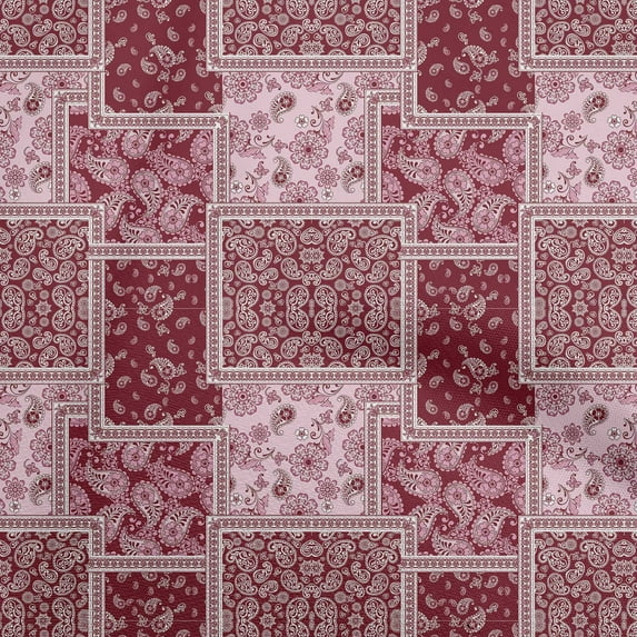 oneOone Cotton Jersey Maroon Fabric Asian Paisley Diy Clothing Quilting Fabric Print Fabric By Yard 58 Inch Wide