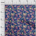 thumbnail image 1 of oneOone Cotton Jersey Medium Blue Fabric Leaves & Flowers Floral Sewing Fabric By The Yard Printed Diy Clothing Sewing Supplies 58 Inch Wide, 1 of 4