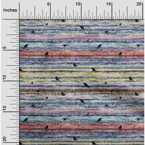 oneOone Cotton Jersey Multicolor Fabric Bird & Stripe Texture Diy Clothing Quilting Fabric Print Fabric By Yard 58 Inch Wide