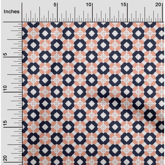 oneOone Cotton Jersey Navy Blue Fabric Floral Block Diy Clothing Quilting Fabric Print Fabric By Yard 58 Inches Wide
