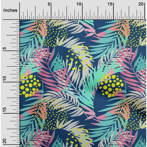 oneOone Cotton Jersey Navy Blue Fabric Leaves Craft Projects Decor Fabric Printed By The Yard 58 Inch Wide