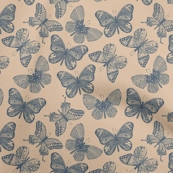 oneOone Cotton Jersey Peach Fabric Butterflies Quilting Supplies Print Sewing Fabric By The Yard 58 Inch Wide-XY