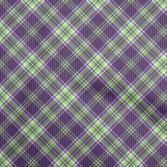 oneOone Cotton Jersey Purple Fabric Checks Quilting Supplies Print Sewing Fabric By The Yard 58 Inch Wide