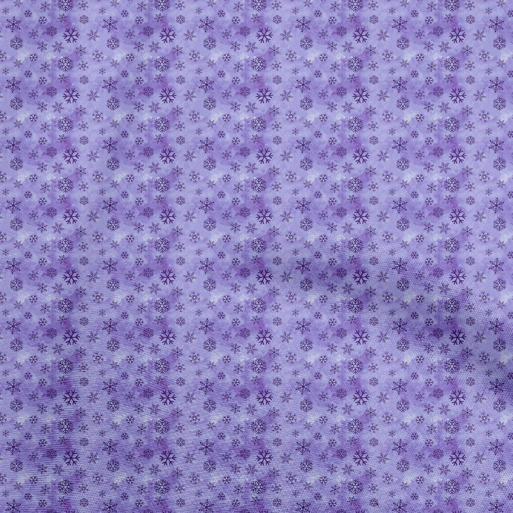 oneOone Cotton Jersey Purple Fabric Christmas Snow Flakes Dress Material Fabric Print Fabric By The Yard 58 Inch Wide