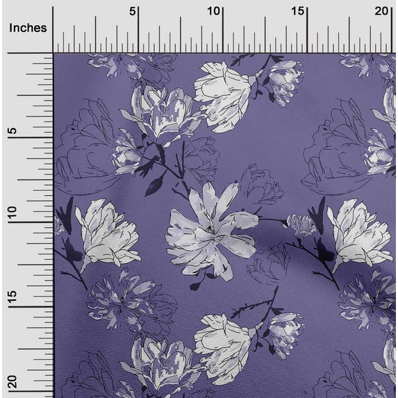 oneOone Cotton Jersey Purple Fabric Florals Dress Material Fabric Print Fabric By The Yard 58 Inch Wide