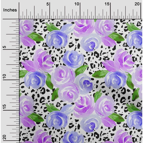 oneOone Cotton Jersey Purple Fabric Flower Watercolor Quilting Supplies Print Sewing Fabric By The Yard 58 Inch Wide