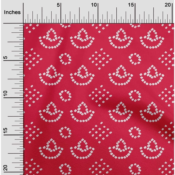 oneOone Cotton Jersey Red Fabric Ethnic Bandhani Sewing Fabric By The Yard Printed Diy Clothing Sewing Supplies 58 Inch Wide
